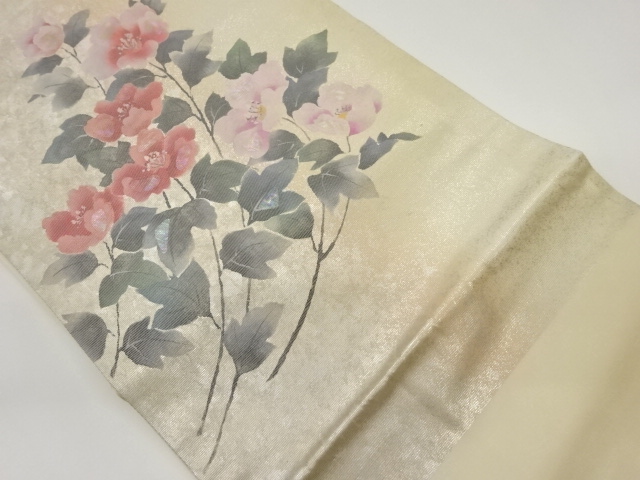 引箔螺鈿花葉模様名古屋帯